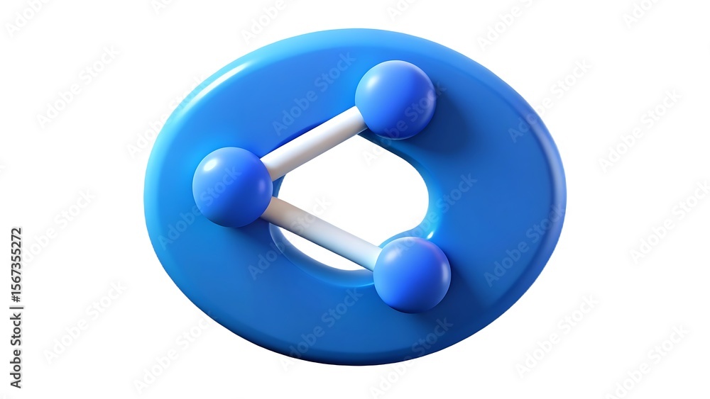 Fototapete 3d rendering of a modern blue icon with connected spheres representing concepts of connection techno