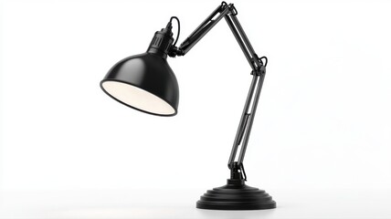 Black Adjustable Desk Lamp on White Background lamp black adjustable desk lamp lighting articulated