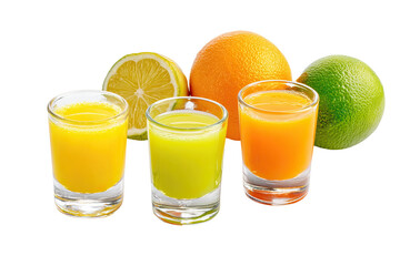 Citrus Juice Variety – Combination of Lemon and Lime Juices on Transparent Background

