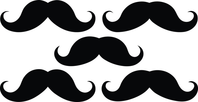 Set of mustache silhouette vector, Silhouettes of moustache vector collection