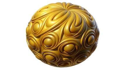 Golden 3d orb with swirling embossed pattern on black background illustration