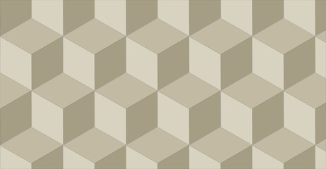 Obraz premium Geometric pattern of light beige 3D cubes creates a repeating visual texture.