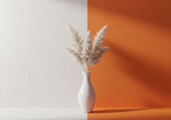 Naklejka premium Contemporary Still Life with Dried Grass in Vase