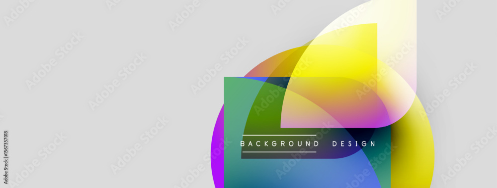 Poster abstract colorful shapes overlap, creating dynamic background. text reads background design. minimal
