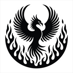 Fototapeta premium Majestic Phoenix Bird in Flames Vector Illustration