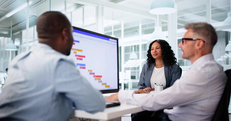 Busy Office Manager Organizing Workflow With Gantt Software