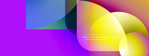 Abstract vibrant shapes overlap. Purple, blue, yellow hues dominate design. Modern aesthetic, gradient colors create dynamic visual impact.