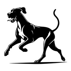 Black and white silhouette vector of a dog on white background