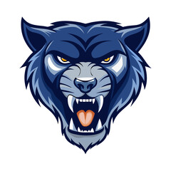 Angry Panther Head Mascot Vector | Blue Wild Cat Logo Design for Sports Team, eSports, Gaming, Tattoo, or Apparel Branding