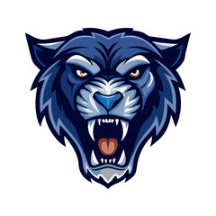 Angry Panther Head Mascot Vector | Blue Wild Cat Logo Design for Sports Team, eSports, Gaming, Tattoo, or Apparel Branding