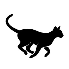Black and white silhouette vector of a cat on white background