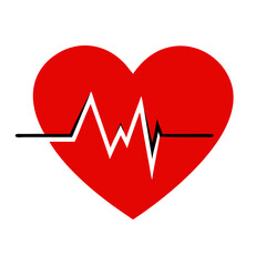 Red Heart with ECG Line Vector | Heartbeat Medical Icon | Cardiology Health Symbol for Wellness, Fitness, and Healthcare Designs