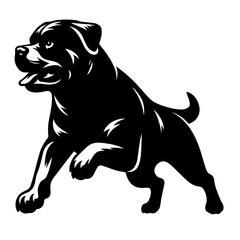 Black and white silhouette vector of a Dog on  white background