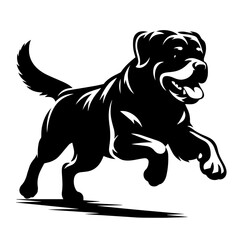 Black and white silhouette vector of a dog on white background