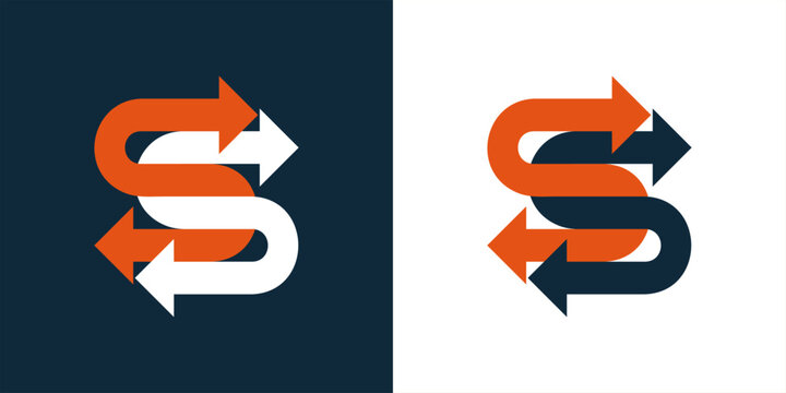 Intertwined Directional Arrows Logo, Double S Arrows Logo &ndash; Bold Interlocking Arrows in Opposing Directions.