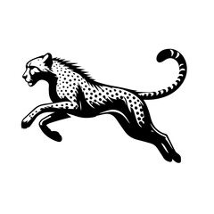 Black and white silhouette vector of a cheetahon white background