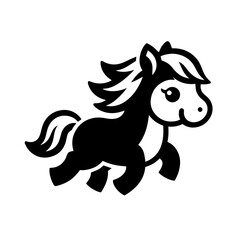 Black and white silhouette vector of a horse on white background
