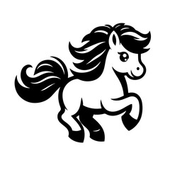 Black and white silhouette vector of a horse on white background