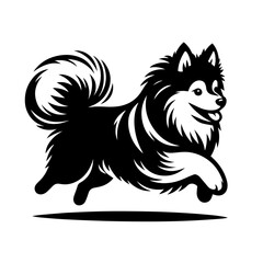 Fototapeta premium Black and white silhouette vector of a dog on white background