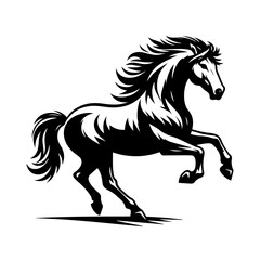 Black and white silhouette vector of a horse on white background