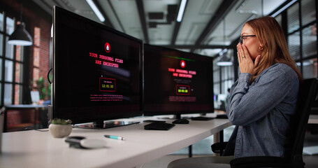 Woman Protecting Her Business From Cyber Security Breach