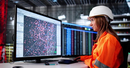 Young Female Engineer Utilizing SCADA Control
