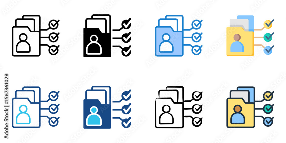 Poster portfolio assessment icon set multiple style collection