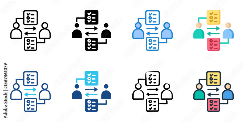 Poster peer assessment icon set multiple style collection