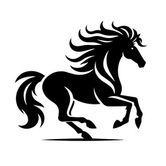 Black and white silhouette vector of a horse on white background