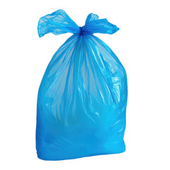 Bright Blue Plastic Bag Tied isolated on a transparent background