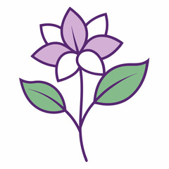 lilac flower line art on white background