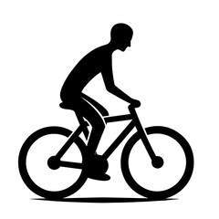 Fototapeta premium Black and white silhouette vector of a bycycling on white background