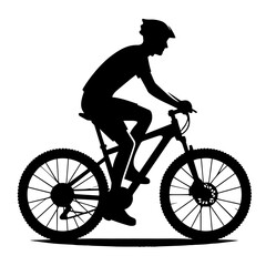 Fototapeta premium Black and white silhouette vector of a bycycling on white background