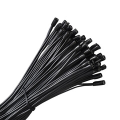 Close Up Shot Shows Bundle Of Black Hollow cables isolated on a transparent background