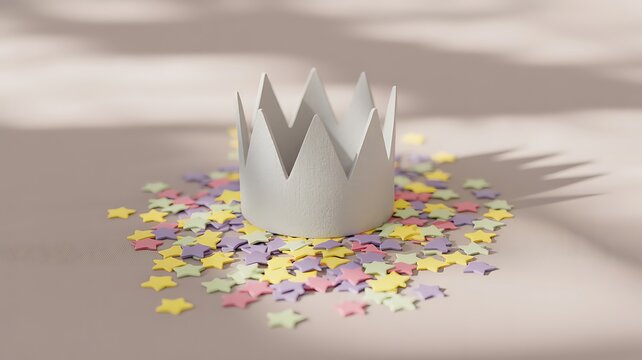 White textured crown surrounded by pastel star sprinkles image