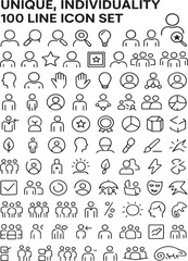 A collection of unique individuality line icon set illustration