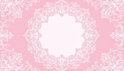 Elegant Pink Damask Pattern Background with Circular Frame