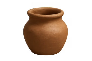 Simple and elegant, unglazed clay pot isolated on transparent background, ready for composition