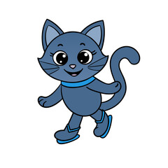 Obraz premium smiling kitten ice skating coloring 