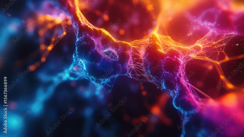 Poster abstract network background with glowing vibrant connections abstract network glowing vibrant data