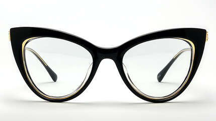 Elegant glasses design with transparent lenses imitating cat's eye gemstone shimmer 