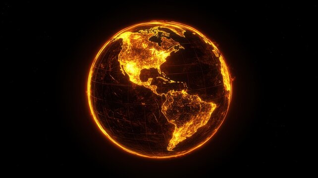 Digital Earth Globe Hologram - Global Technology and Communication Network globe digital hologram ai