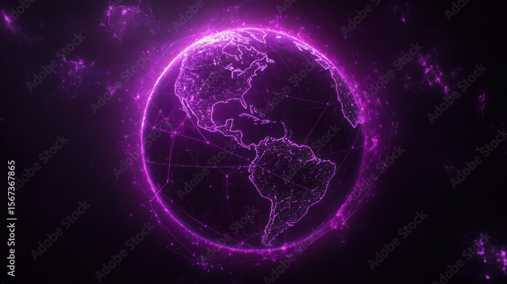 Aufkleber digital earth global network communication technology network digital global communication globe ai