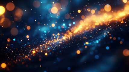 Obraz premium Abstract Energetic Blue Orange Bokeh and Particle Background abstract background bokeh blue orange