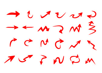 Collection of hand drawn line designs featuring arrows wavy lines and curly elements