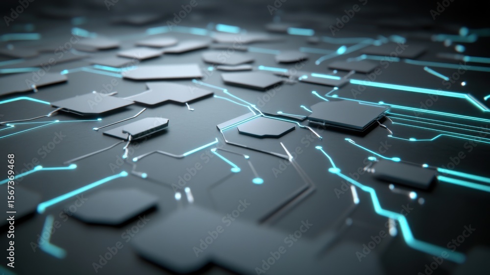 Poster futuristic digital circuit board network digital network futuristic circuit board abstract glowing