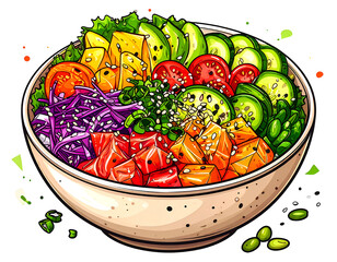 Vibrant Poke Bowl Illustration