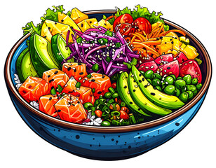 Vibrant Poke Bowl Illustration
