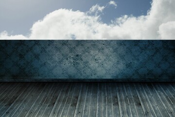 Cloudy sky beyond balcony