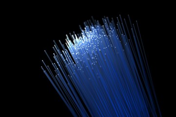 Fiber optics against black background
